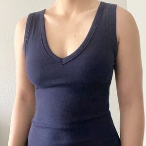OGL Stretchy V-neck Cotton New Airy Brami Tank Navy Size S NWOT